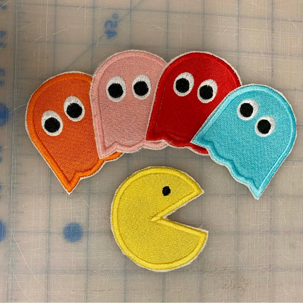 Colorful Ghost and Pac-Man Patches